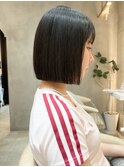 【北澤華】暗髪カラー切りっぱなしボブ/縮毛矯正