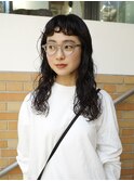 前髪短め　ロングカール