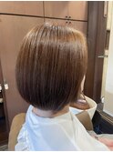 ボブ×オレンジベージュ