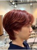 韓国センターパートウルフカットホワイトブロンドエンドカラー
