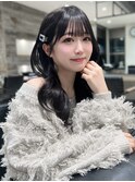 顔まわりカット アイドルバング シースルーバング 透明感カラー