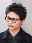 緩め波巻きスパイラルパーマシャドウパーマメンズセンターパート