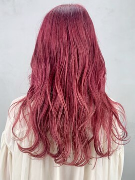 アルバム 銀座(ALBUM GINZA) ピンクレッドロング_フリンジウェーブセシルカット_ba300361