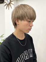 メンズカット ミルクティーベージュ 束間ショート マッシュ
