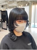 ＊黒髪ウルフカット個性的ネオウルフミディアムレイヤーカット