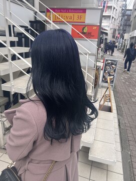 アソビ 表参道(ASOBI) ブリーチなしダブルカラー　ブルーブラック　透明感