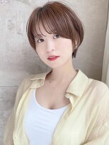 20代30代40代黒髪前下がりショートボブ丸みショート