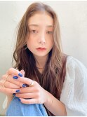 ブリーチなしくすみカラーこっくりマロンベージュセンターパート