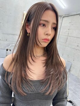 サイン 渋谷(SIGN) 韓国ヘアーハッシュカットレイヤーカットグレージュブリーチ無し