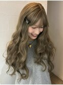 ☆ブリーチなしダブルカラー オリーブ オリーブベージュ ボブ