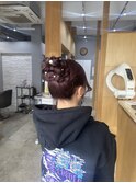 高めお団子ヘアアレンジ