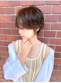 大人ショートボブ丸みショートカットマッシュショート前髪あり