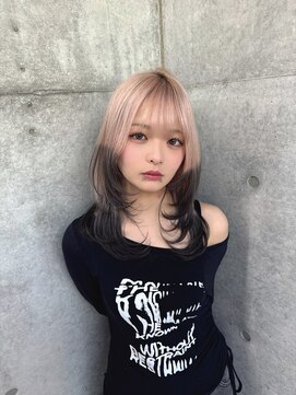 ロンド レア 天神大名店(Lond Le’a) 小顔/抜きっぱなしブロンド /シャドールーツ/オリーブグレー