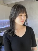 調布白髪ぼかしハイライトレイヤーボブアッシュグレージュカラー