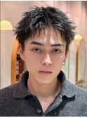 渋谷アクティブショートメンズカットルーズパーマアップバング