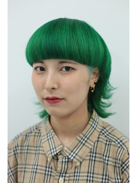 クリーン ヘアデザイン(CLLN hair Design) 【CLLN】エンヴィグリーン×マッシュウルフ