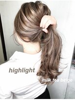 ミシェリー(misherry)&nbsp;小顔ロング20代30代40代ハイライトショコラベージュ韓国風カール