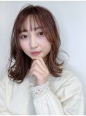 小顔外ハネミディアムアッシュ20代30代40代くびれミディ韓国ヘア