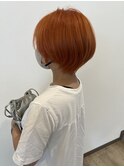 ショートボブ ハンサムショート オレンジカラー