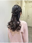 王道編みこみハーフアップ