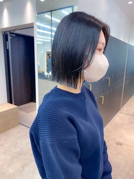 ロンドシエル 横浜(Lond ciel) 前髪無し黒髪でも可愛い切りっぱなしボブ【久保田夢美】横浜韓国