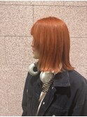 オレンジ 暖色系 ウルフ レイヤー 切りっぱなし 三宮