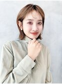 say.こなれミディ前髪なしくびれボブベージュオリーブイメチェン
