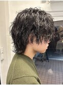 【白石】センターパートマッシュウルフ縦落ち大きめツイスパ原宿