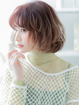 モッズヘア 越谷(mod's hair) チェリーレッド前髪パーマ大人美人ミニボブc6越谷20代30代40代