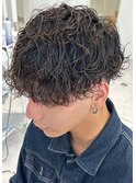 波巻きスパイラルパーマメンズマッシュツイストブルーブラック
