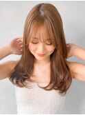 デジタルパーマワンカール薄めバング前髪ハイライトカラー