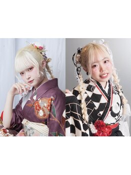 長時間着ていても崩れにくい着付け+ヘアセット*卒業式や各種イベントはプロの技で1日中可愛いをキープ！