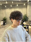 大人メンズパーマスパイラルマッシュ