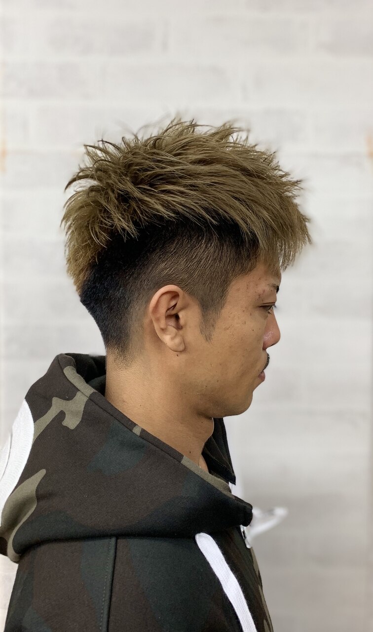 ソフトモヒカン#2ブロック#刈り上げ#ネープレスレス#前下がり