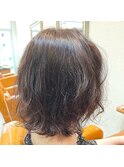 デジタルパーマ×切りっぱなしボブ