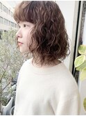 顔まわり可愛くエアーウエーブ肩ギリギリボブ