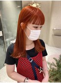 ブラッドオレンジ×ミディアムヘアー