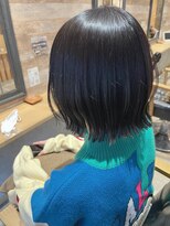 ラボヌールヘアー 札幌店(La Bonheur hair etoile) ◆  ブルーブラック / 切りっぱなしボブ　◆