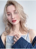 オリーブベージュショートミニボブグレージュブリーチレイヤー