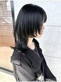 ◎ウルフ/ブラックカラー/暗髪/クラゲウルフ/レイヤーカット