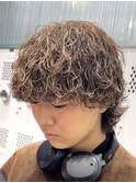 メンズハイライトカラーメンズメッシュ波巻きスパイラルパーマ