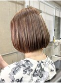 白髪ぼかしハイライト/船橋/くすみベージュ/細めハイライト