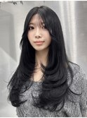 秋の小顔レイヤーカット髪質改善シールエクステリッチブラック