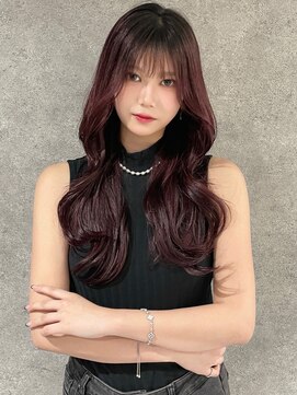 キャパ セントラル 天神 大名店(CAPA central) 髪質改善 カシスカラー 顔周りカット 韓国風巻き レイヤーカット