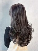 ロンググレージュ韓国ヘアオリーブベージュ_ba580362