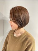 ベージュカラー/小顔になれるボブ/ショートヘア