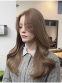 セミロング/顔周り/前髪/レイヤー/韓国風/ミルクティーベージュ