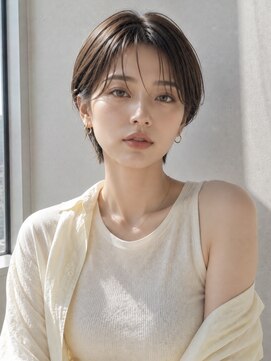 ノア 三宮店(NOA) 【NOA】丸みショートボブ×シースルーバング×透明感ブラウン