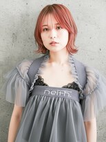 ニューヨークニューヨーク 山科店(NYNY) 外ハネボブ×サーモンピンク(ブリーチあり)