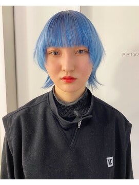 レコ 渋谷(LECO) 淡いブルーのマッシュウルフ
